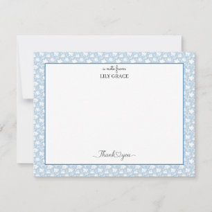 Hydrangea Chintz Blue and White Flat Thank You Card