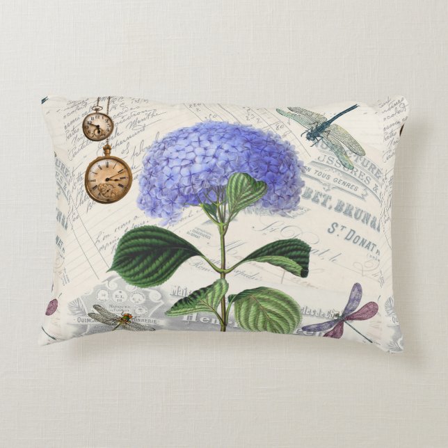 Hydrangea Collage Decorative Cushion (Back)