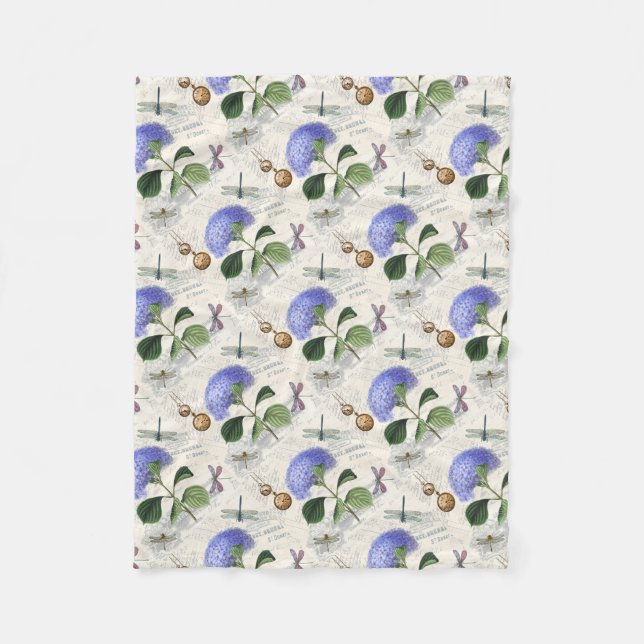 Hydrangea Collage Fleece Blanket (Front)