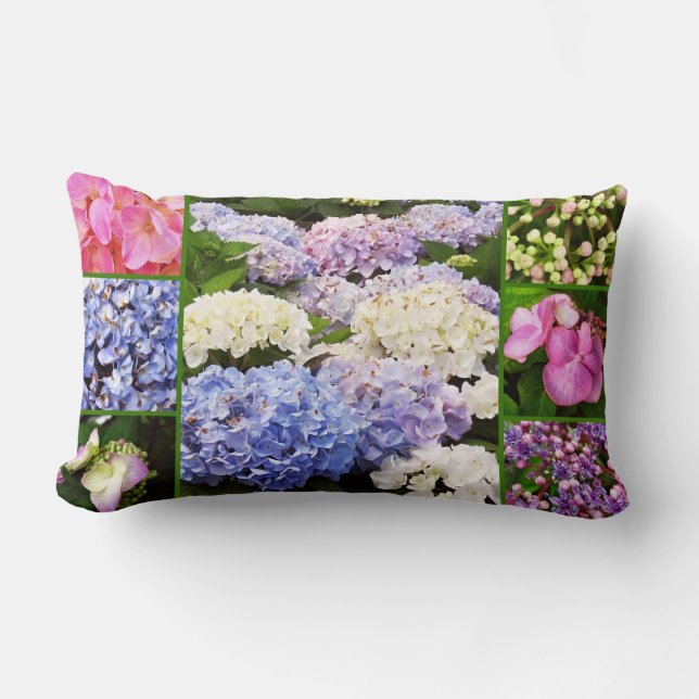 Hydrangea Collage Lumbar Pillow (Front)