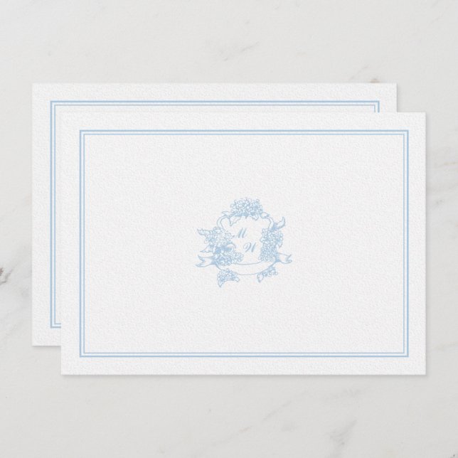 Hydrangea Crest Periwinkle Classic Wedding Couple Card (Front/Back)