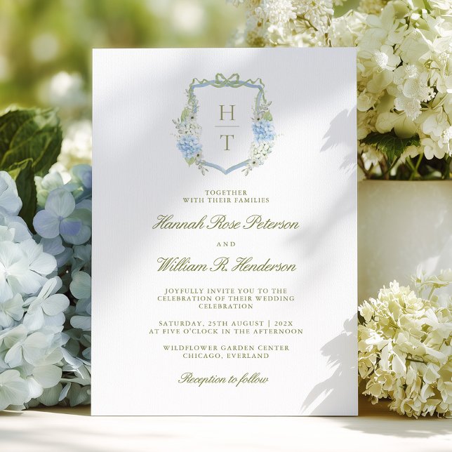 Hydrangea Crest Wedding Invitation (Creator Uploaded)
