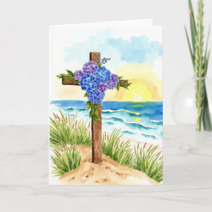 Hydrangea Cross Easter Religious Christian Holiday Card