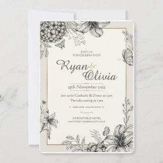 Hydrangea Customised Elegant Vintage Wedding Invitation