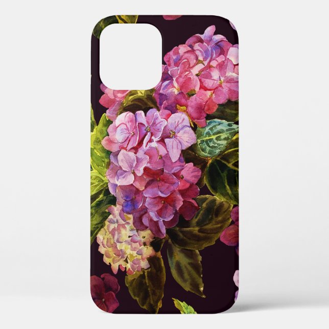 Hydrangea, dark, seamless floral pattern. Case-Mate iPhone case (Back)