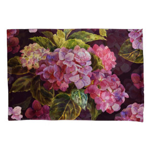 Hydrangea, dark, seamless floral pattern. pillowcase