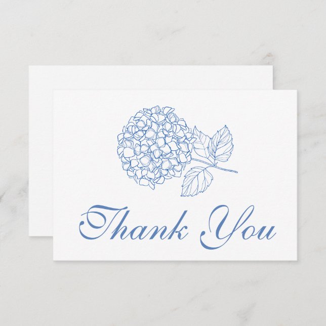 Hydrangea Dusty Blue Elegant Floral Thank You (Front/Back)