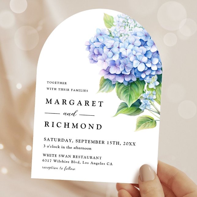 Hydrangea Dusty Blue Floral Arch Wedding Invitation (Creator Uploaded)