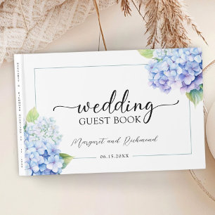 Hydrangea Dusty Blue Floral Wedding Guest Book