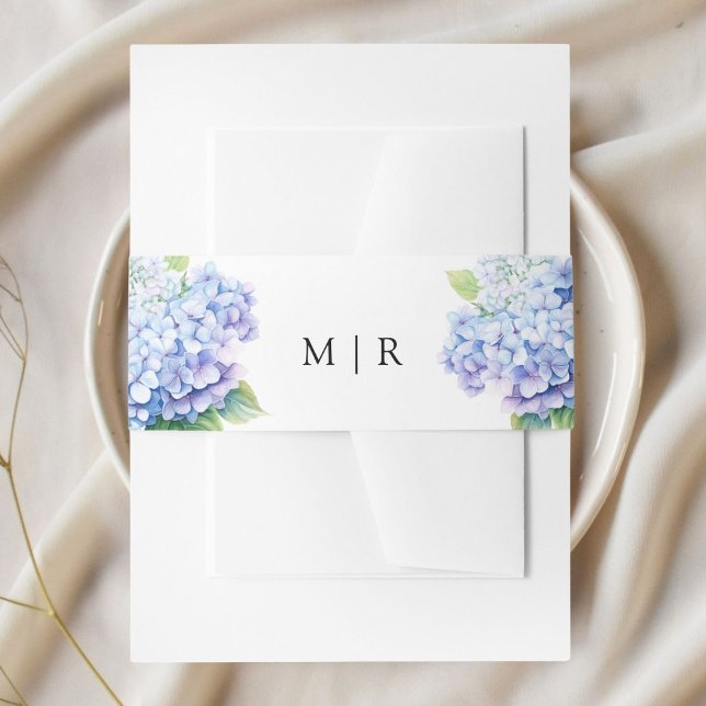 Hydrangea Dusty Blue Floral Wedding Invitation Belly Band (Creator Uploaded)