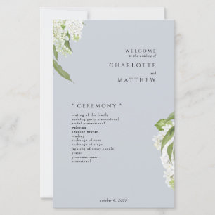 Hydrangea Dusty Blue Wedding Program
