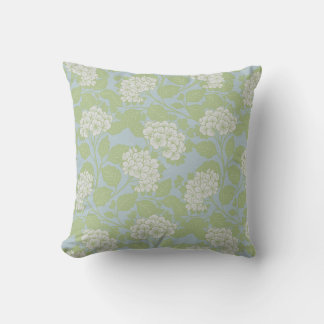 Hydrangea elegant cottagecore dusty blue green cushion