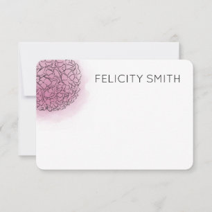 Hydrangea Elegant Personalised Stationery Pink Card