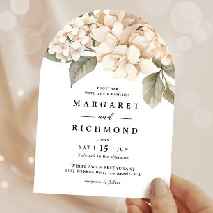Hydrangea Elegant White Floral Arch Wedding Invitation