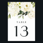Hydrangea Elegant White Gold Rose Floral Wedding Table Number<br><div class="desc">Design features elegant hydrangea and rose watercolor elements in shades of white,  gold,  ivory,  champagne and other neutral colours over greenery,  eucalyptus and other botanical foliage.</div>