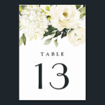 Hydrangea Elegant White Gold Rose Floral Wedding Table Number<br><div class="desc">Design features elegant hydrangea and rose watercolor elements in shades of white,  gold,  ivory,  champagne and other neutral colours over greenery,  eucalyptus and other botanical foliage.</div>