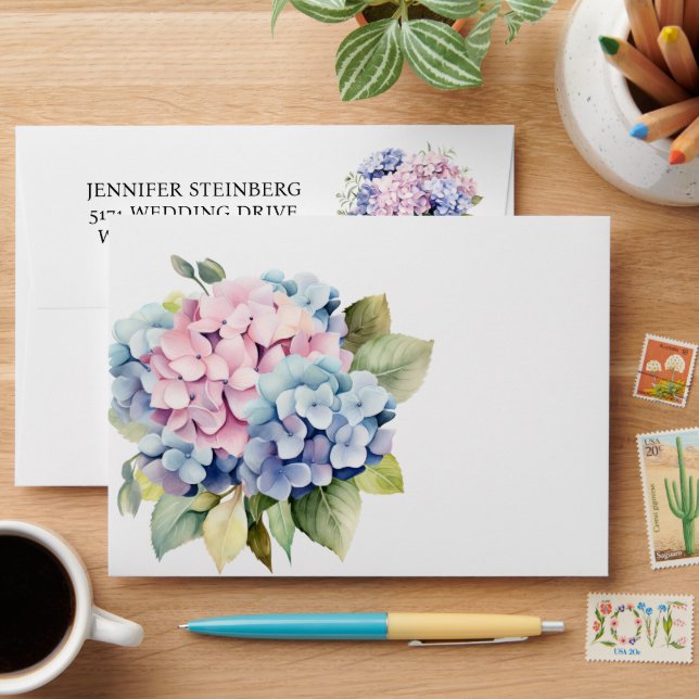Hydrangea Fancy Wedding Envelopes (Desk)