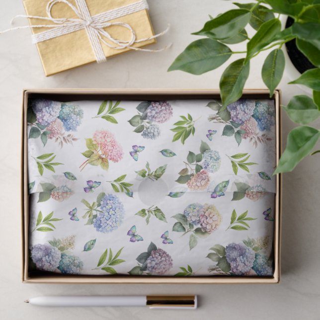 Hydrangea Floral Blue and Pink Tissue Paper (Gift)
