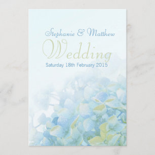 Hydrangea floral blue green wedding invitation