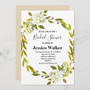 Hydrangea floral bridal shower invitation