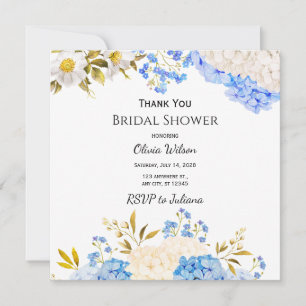 Hydrangea Floral Bridal Shower Thank You Card
