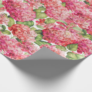 Hydrangea Floral Coral Pink Pattern Wrapping Paper