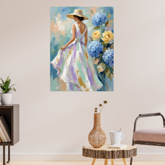 Hydrangea Floral Fashion Painting Poster