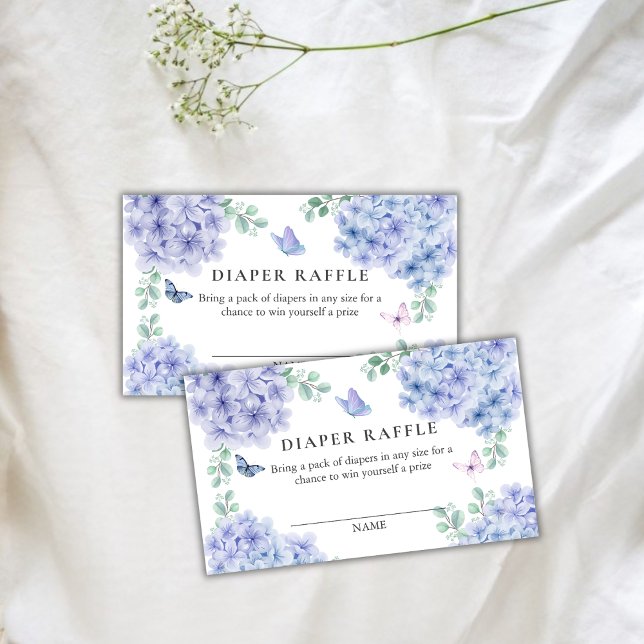 Hydrangea Floral Garden Diaper Raffle Baby Shower  Enclosure Card (Hydrangea Floral Garden Diaper Raffle Baby Shower Enclosure Card)