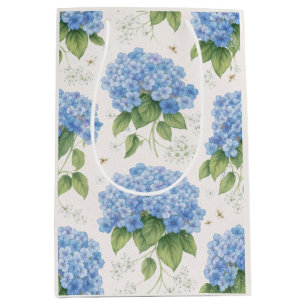 Hydrangea Floral Gift Bag   Elegant Blue Botanical
