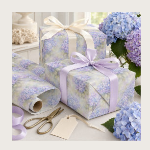 Hydrangea Floral Gift Wrap   Elegant Blue & Lilac