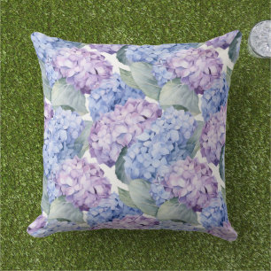 Hydrangea Floral Outdoor Pillow