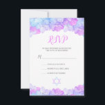 Hydrangea Floral Pink Watercolor Bat Mitzvah RSVP Card<br><div class="desc">This bat mitzvah RSVP response card features watercolor hydrandea flowers in shades of pink, lavender and aqua blue. Modern script typography in pink titles the card with the other details in gray. Below is a Star of David and more flowers. The back of the card has a Star of David...</div>