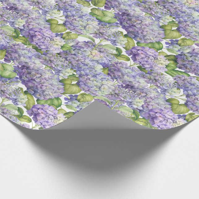 Hydrangea Floral Purple Pattern Wrapping Paper (Corner)