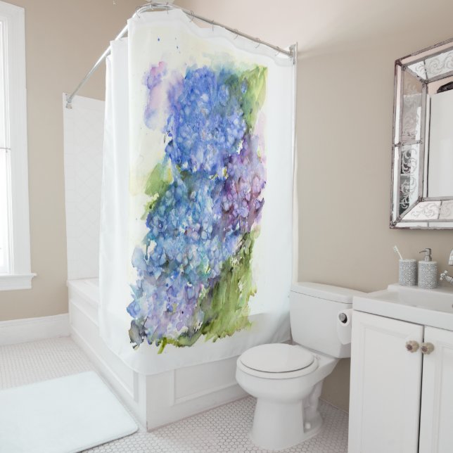 Hydrangea Floral Shower Curtain (In Situ)