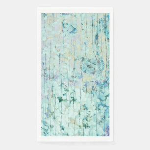 Hydrangea Floral Teal Country Vintage Wood Napkin