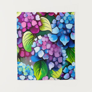 Hydrangea Flower Abstract Art Floral Colourful Tapestry