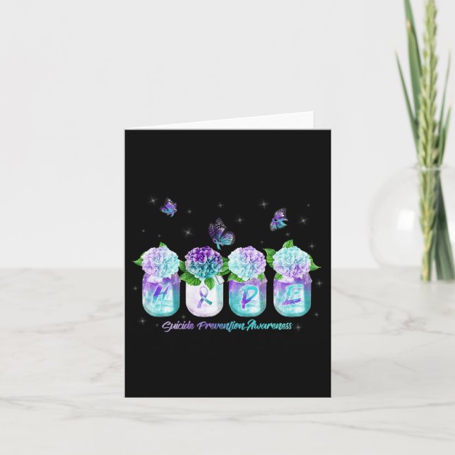 Hydrangea Flower Butterfly Suicide Prevention Awar Card (Front)