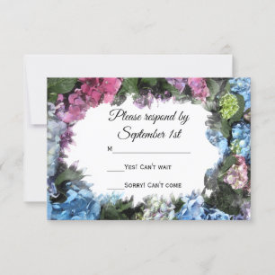 Hydrangea Flower Frame Wedding RSVP Card
