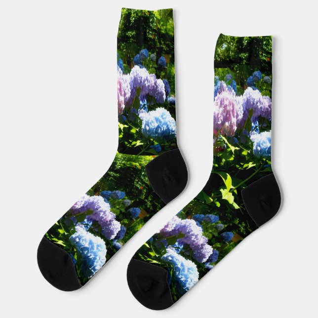 Hydrangea Flower Garden Crew Socks (Left)