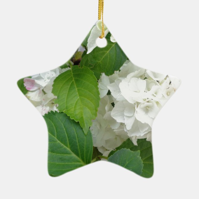 Hydrangea Flower Green White Nature Garden Plants Ceramic Ornament (Back)