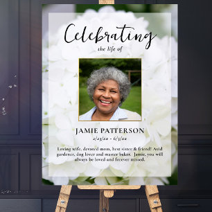 Hydrangea Flower Life Celebration Photo Funeral Poster