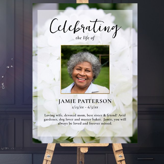 Hydrangea Flower Life Celebration Photo Funeral  Poster (Creator Uploaded)