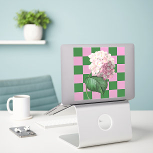 Hydrangea Flower on fun Chequered Sticker