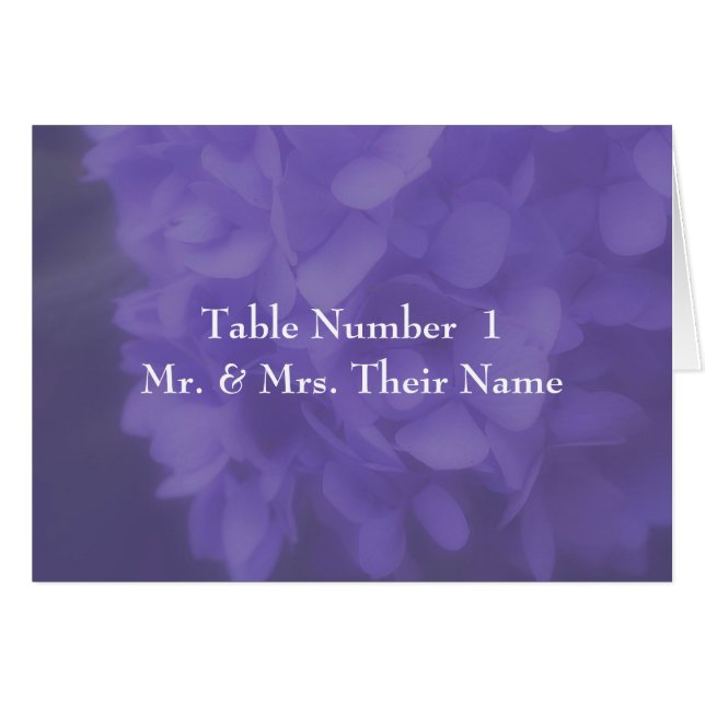 Hydrangea Flower Wedding Photo Table Place Card (Front Horizontal)