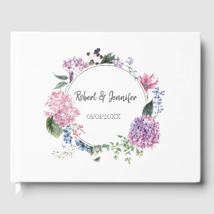 Hydrangea flower wreath wedding themed guest book