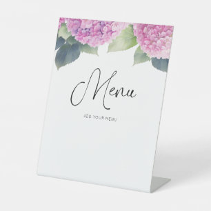 Hydrangea Flowers Baby Shower Menu Pedestal Sign