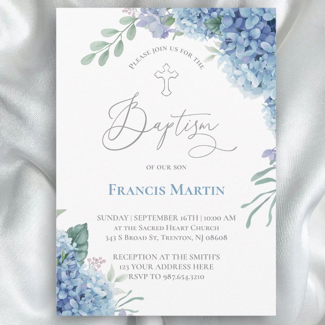 Hydrangea flowers Baptism Invitation (Creator Uploaded)