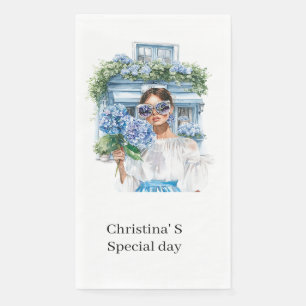 Hydrangea flowers flora florist lover watercolor Napkin