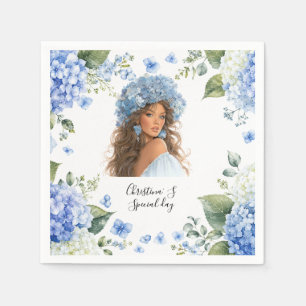 Hydrangea flowers flora florist lover watercolor Napkin