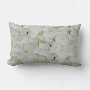 Hydrangea Flowers Floral White Elegant Blossom Lumbar Cushion